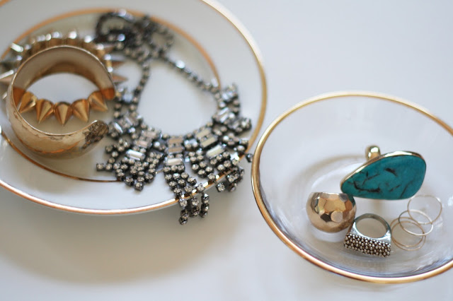 white & gold dishes