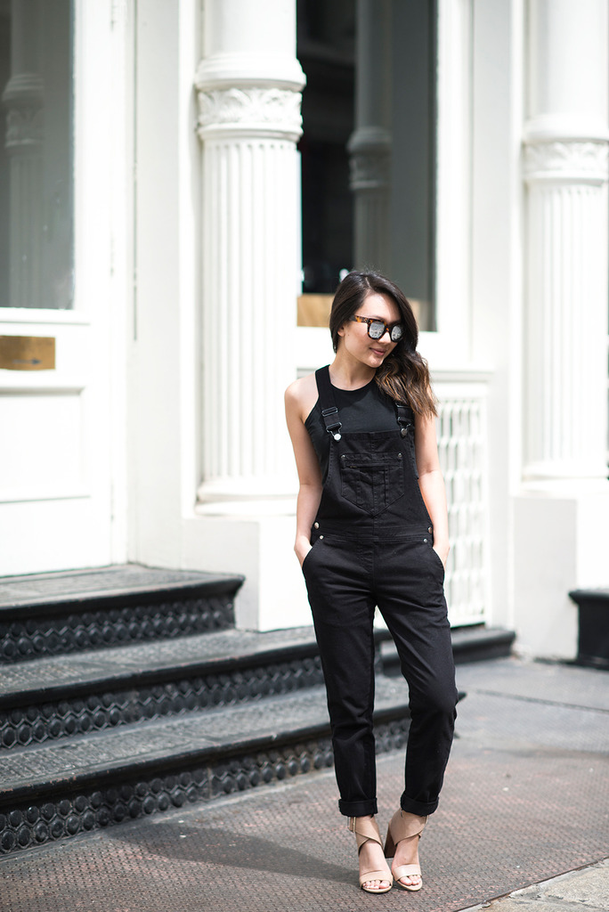 overalls and crop top