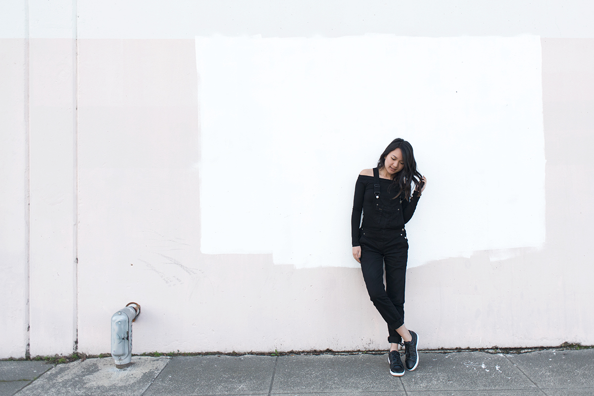 overalls & off the shoulder top