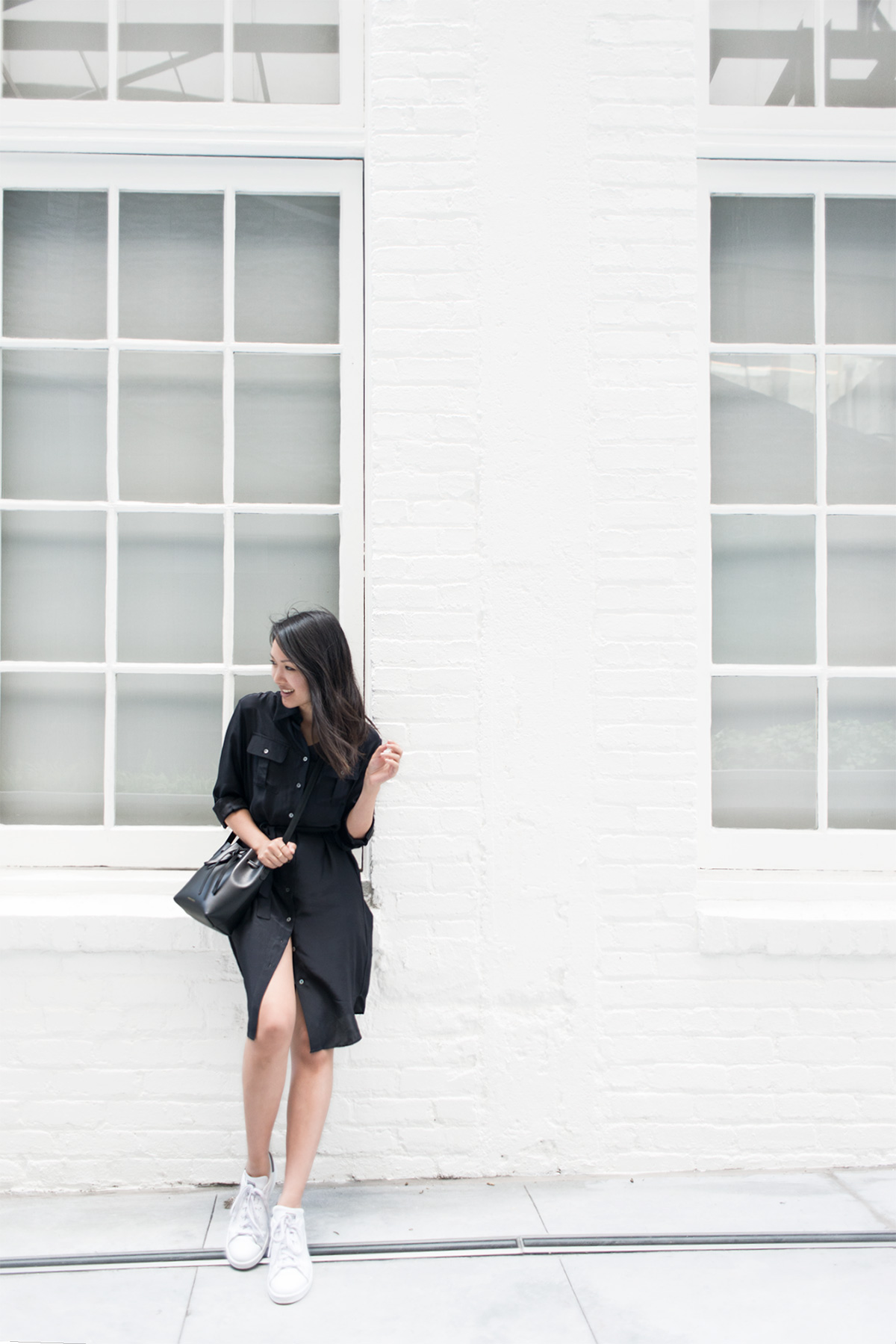 black shirtdress