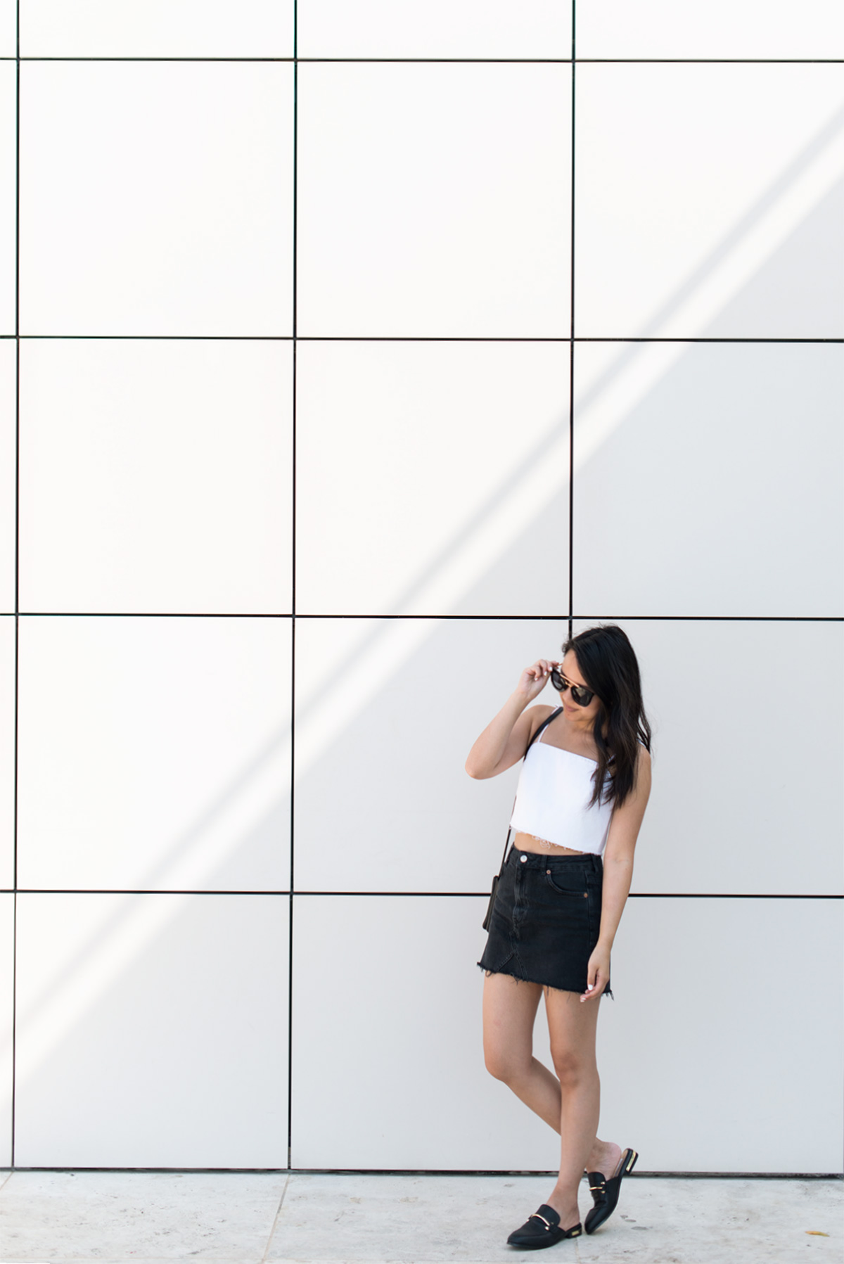 black denim mini skirt