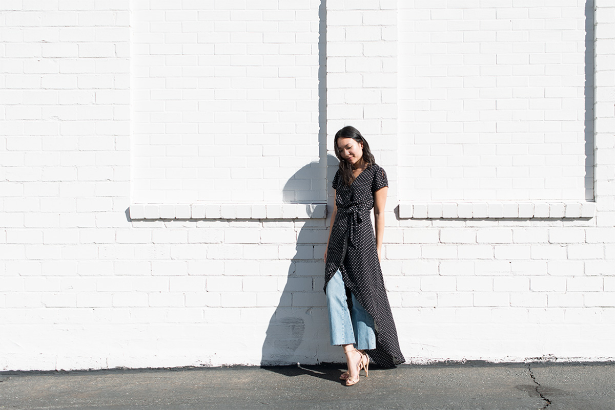 polka dot wrap dress