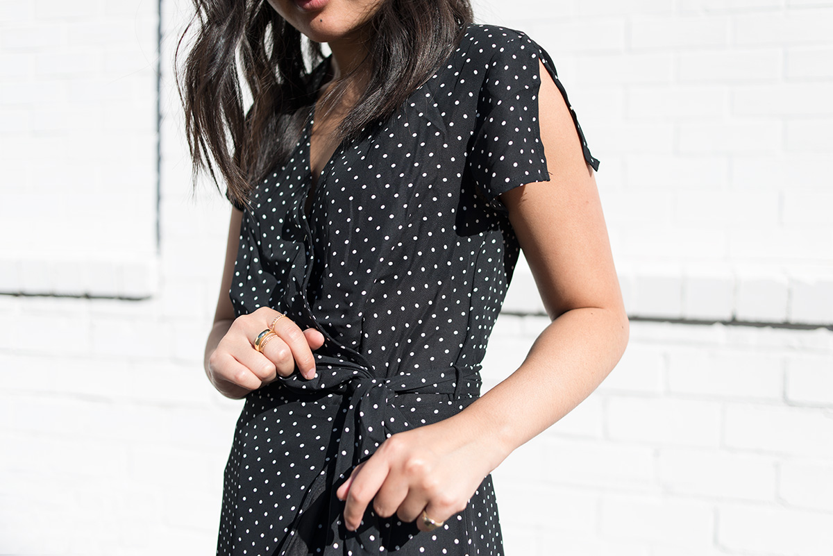 polka dot wrap dress