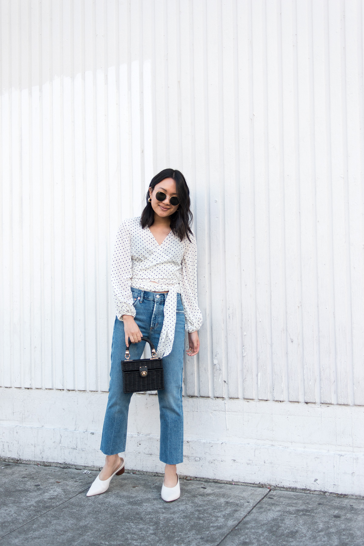 Alexis Nirav polka-dot crepe de chine wrap top