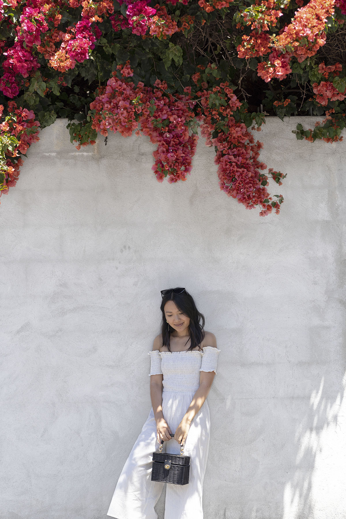 Mango striped off-shoulder jumpsuit