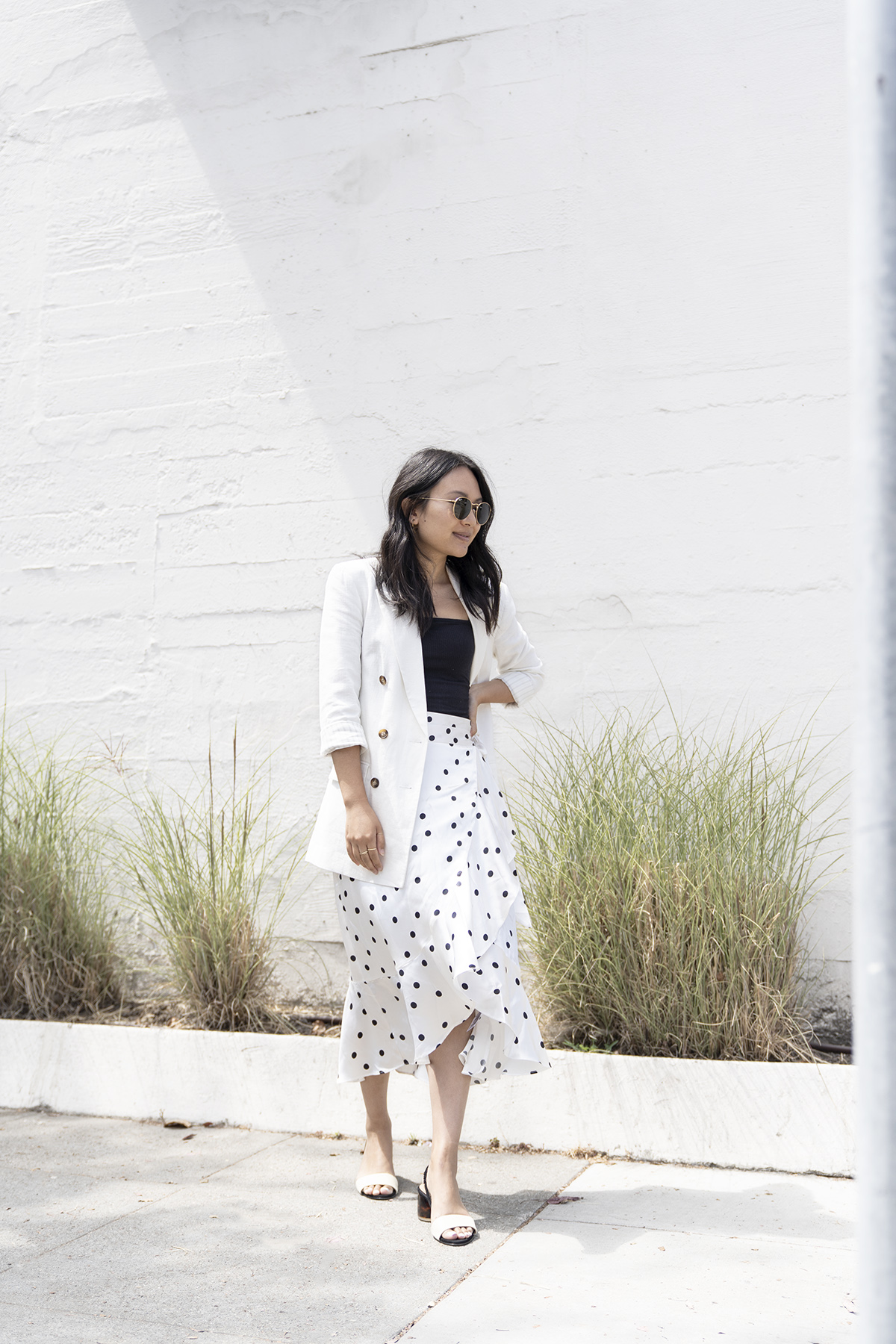 Topshop Satin Spot Ruffle Skirt