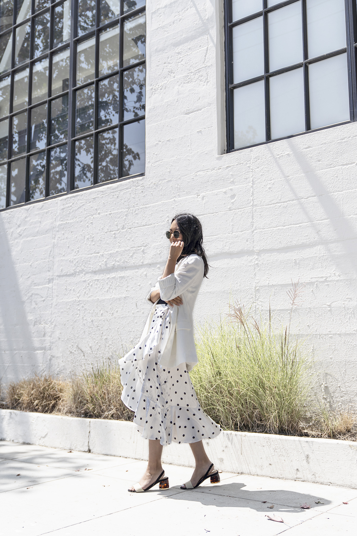 Topshop Satin Spot Ruffle Skirt