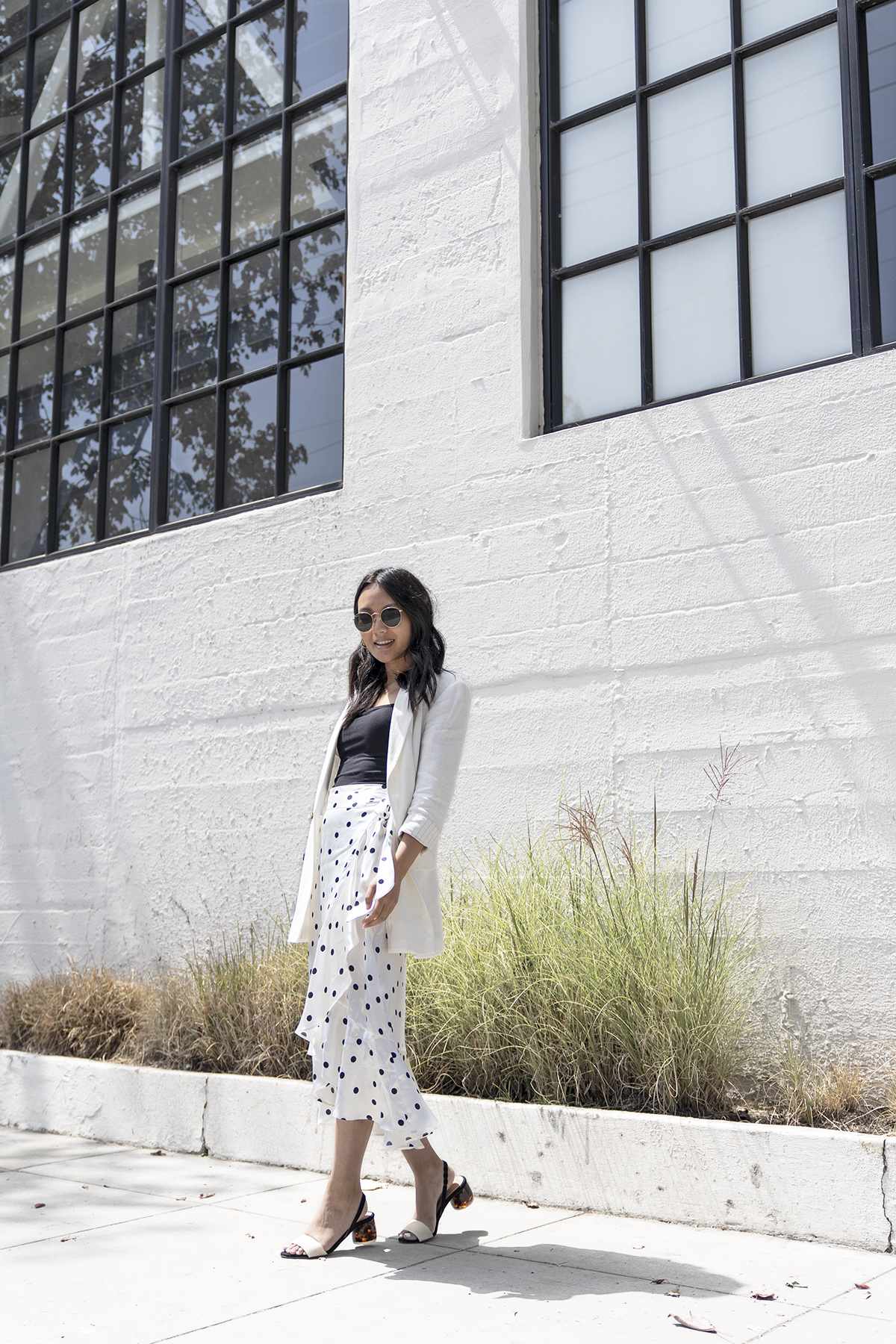 Topshop Satin Spot Ruffle Skirt