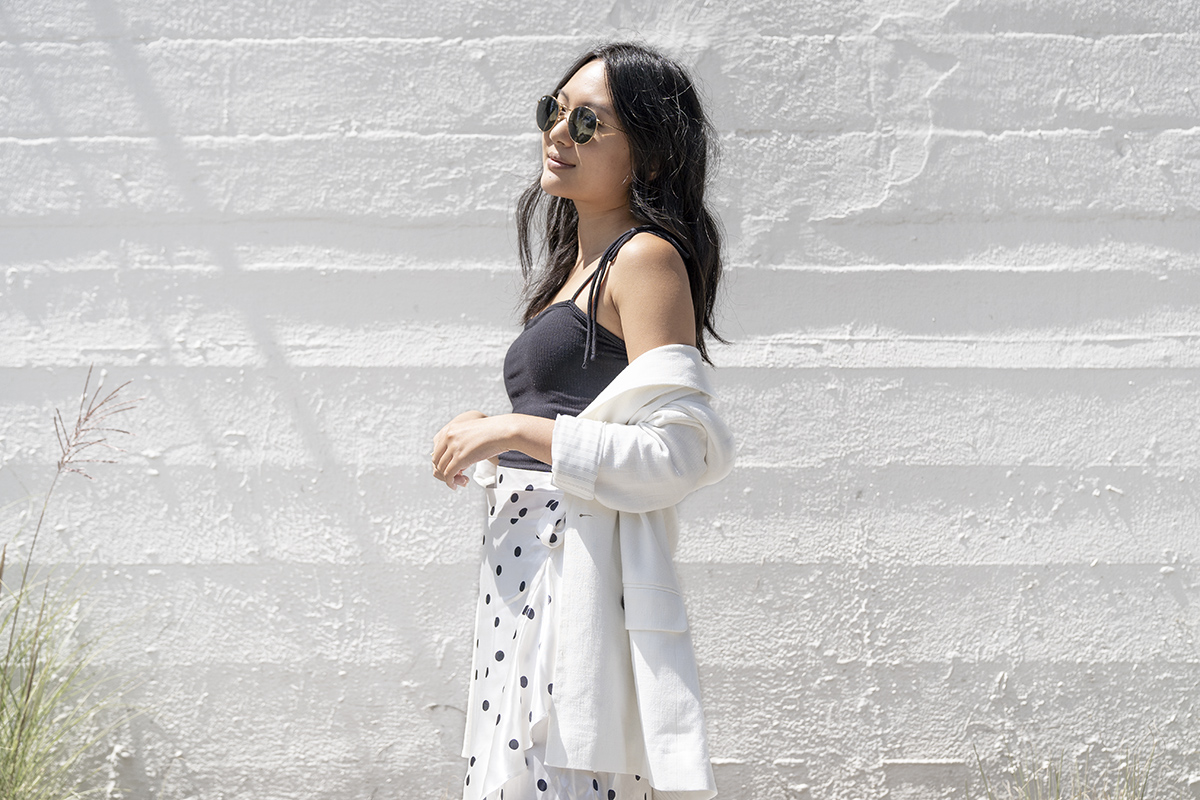 Topshop Satin Spot Ruffle Skirt