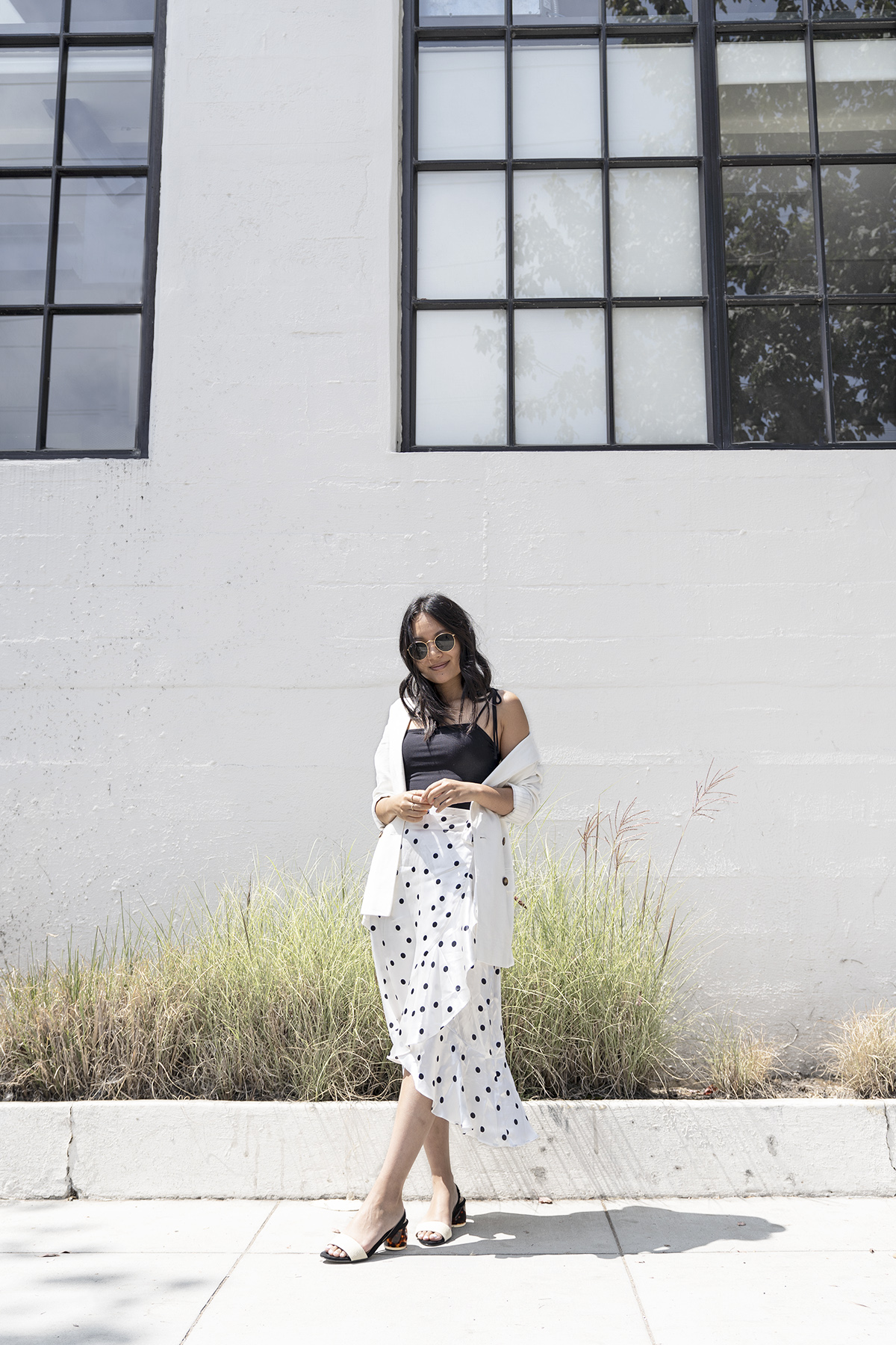 Topshop Satin Spot Ruffle Skirt