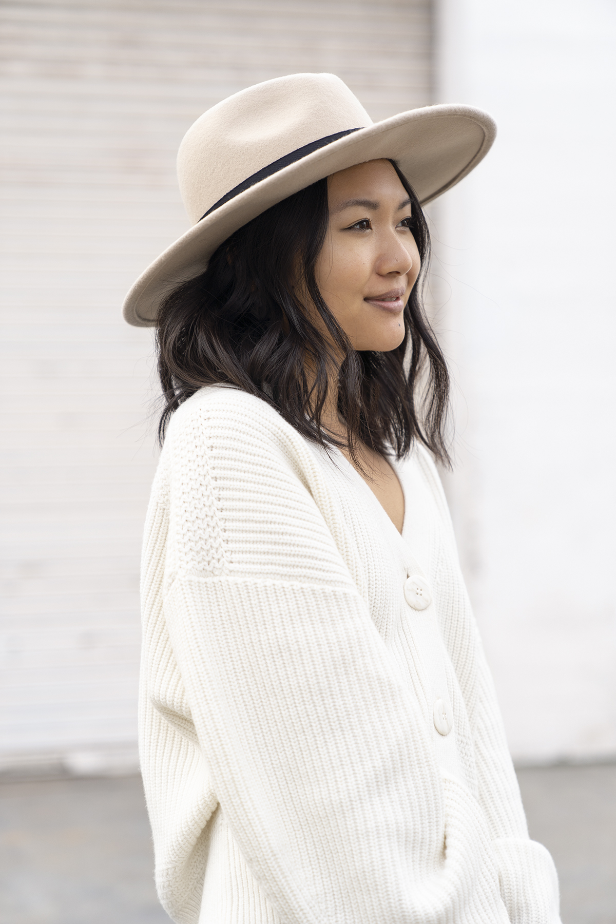 Tan wide brim hat