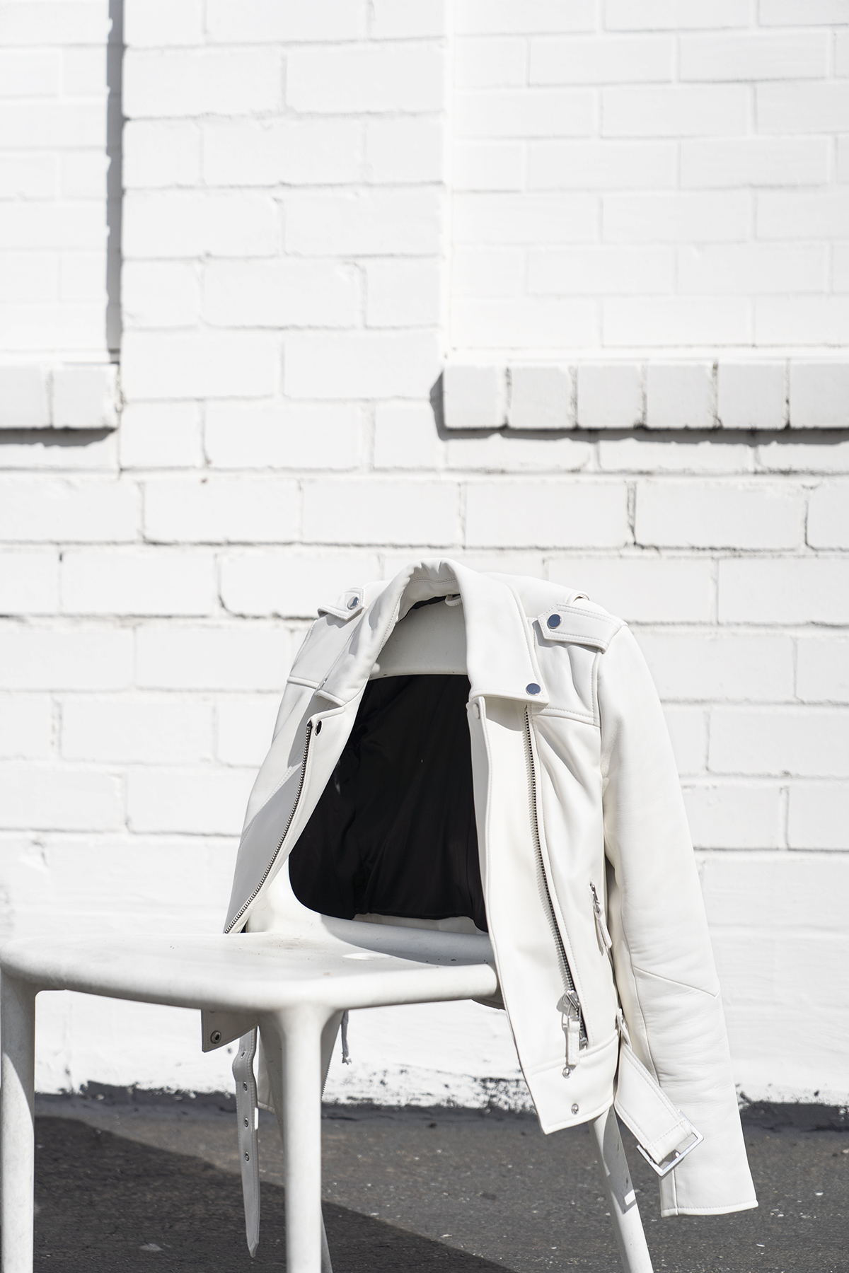 white leather jacket