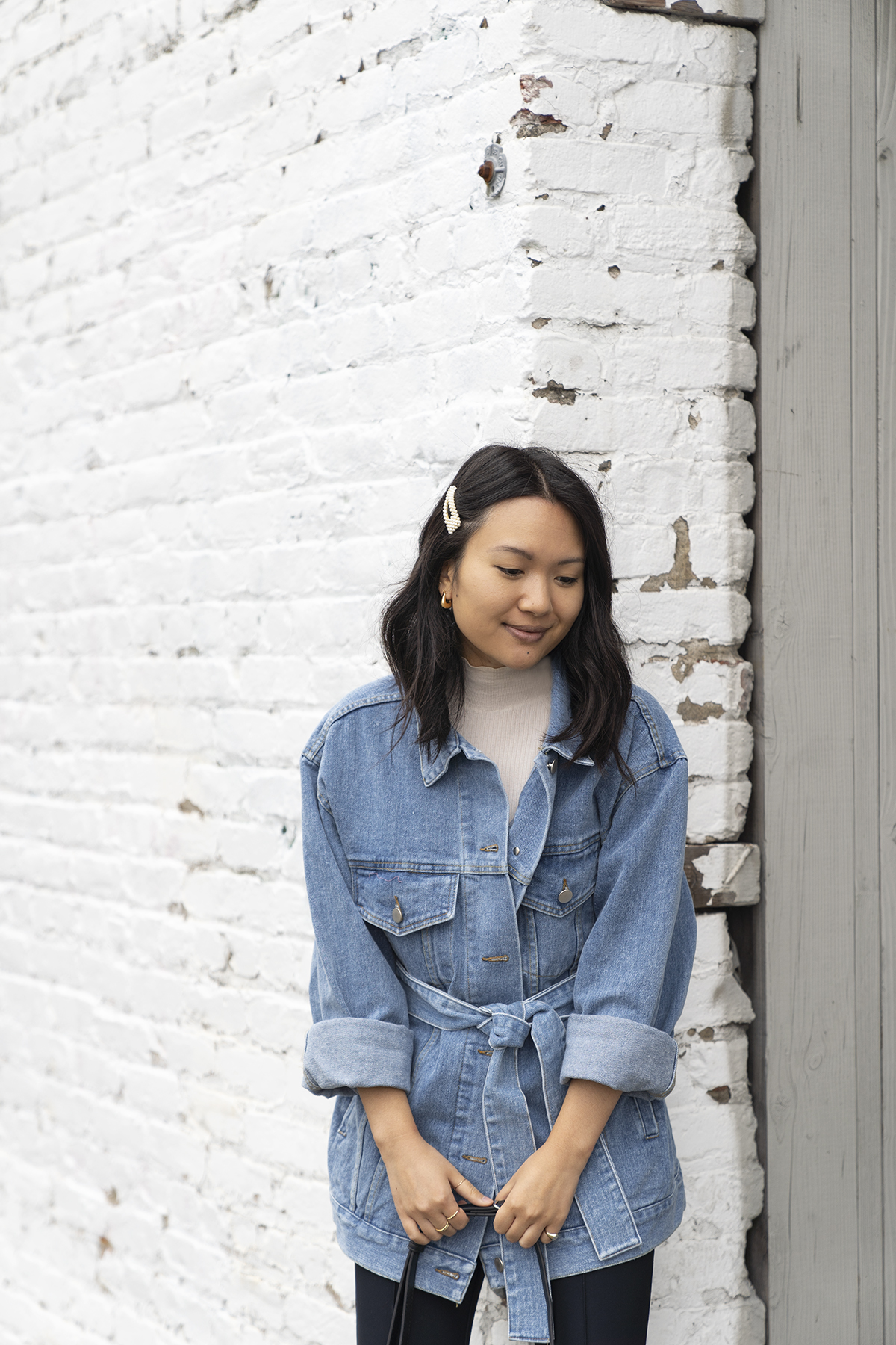 belted denim jacket