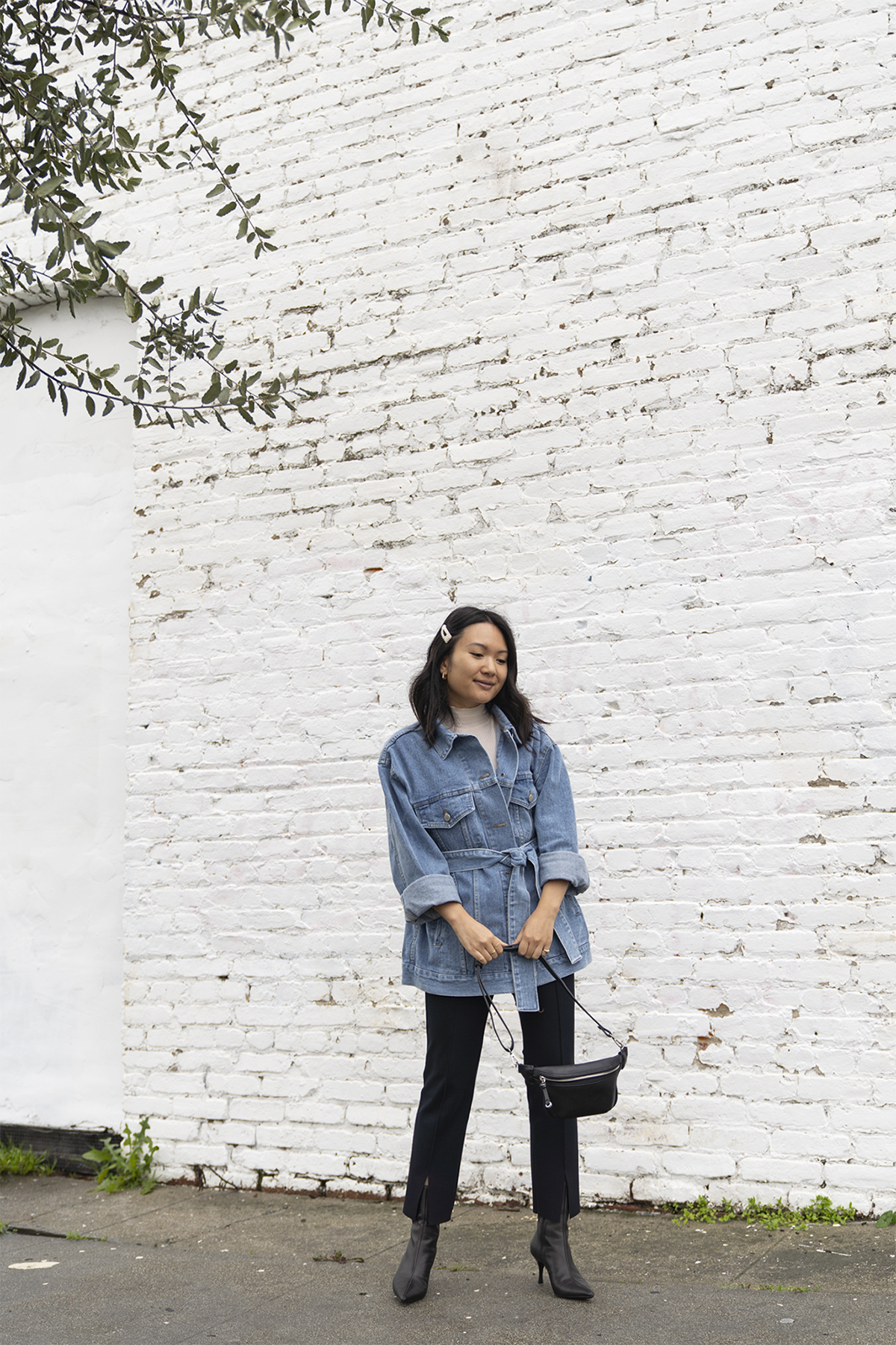 belted denim jacket