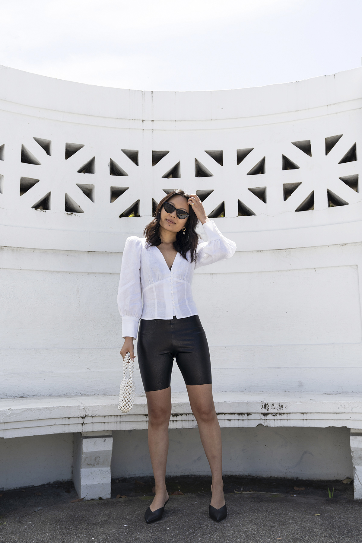 Leather biker shorts