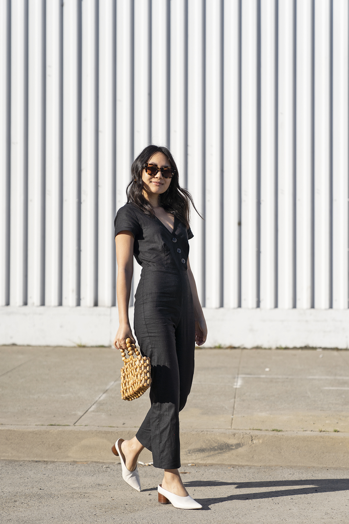 Urban Outfitters Karen Surplice Button-Down Jumpsuit