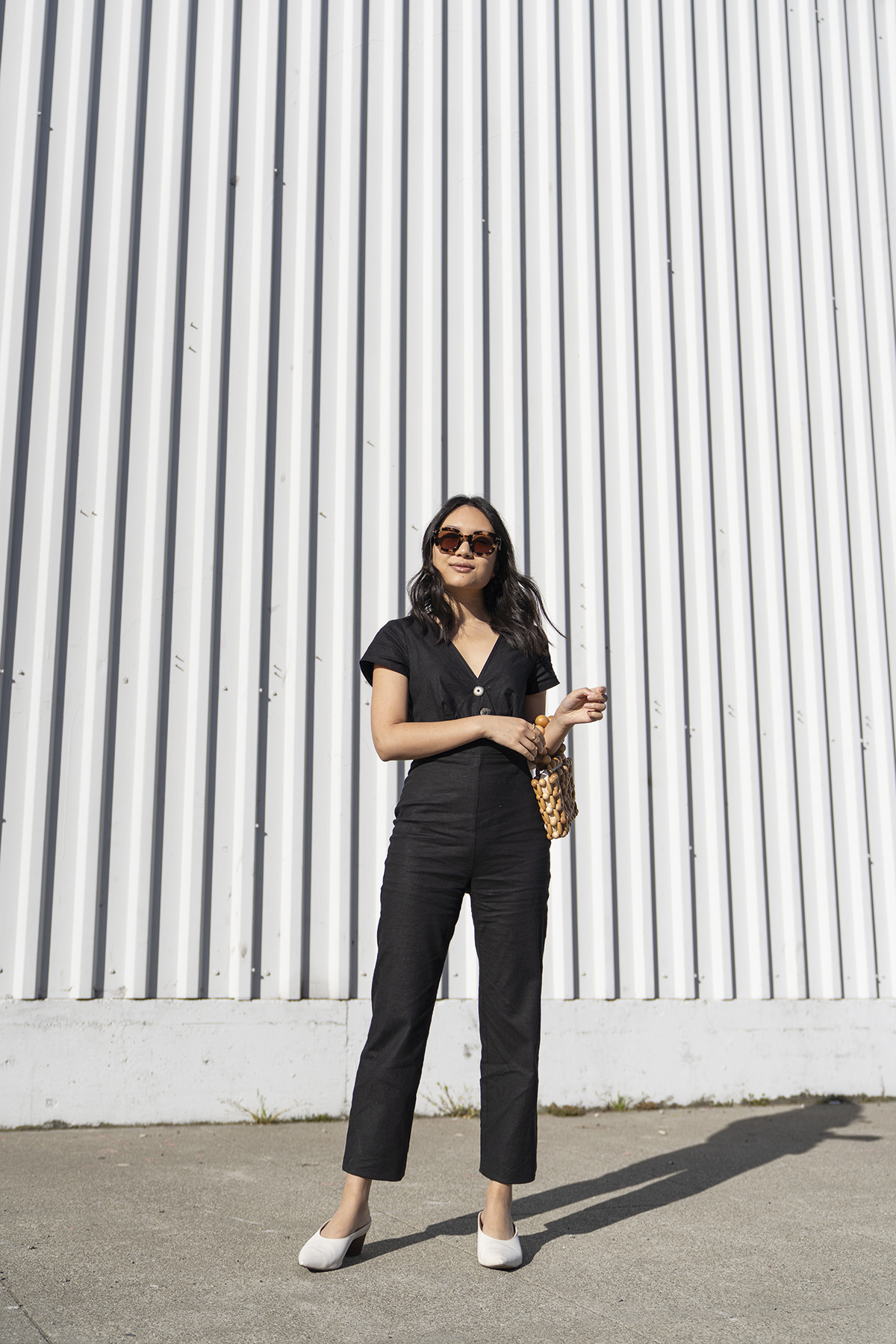 Urban Outfitters Karen Surplice Button-Down Jumpsuit