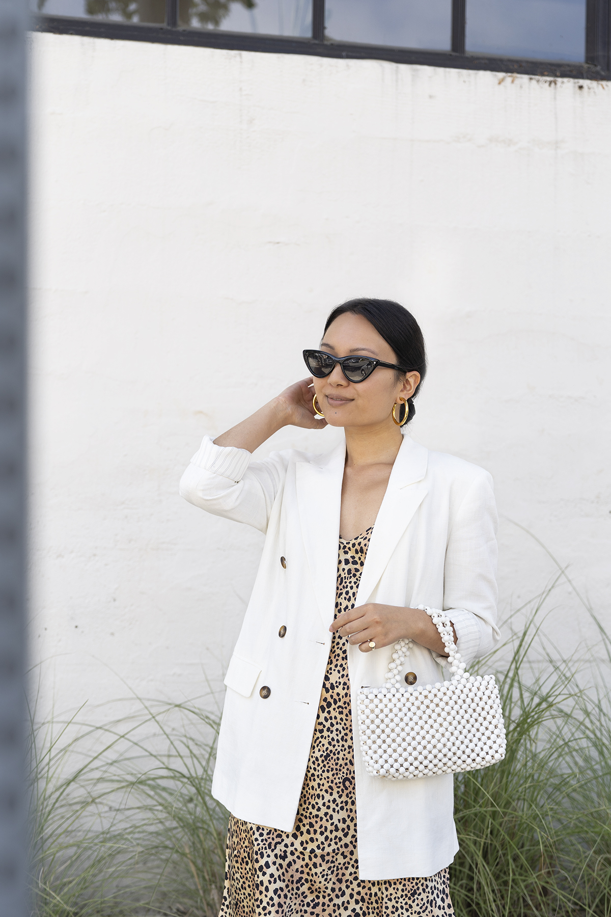 white linen blazer