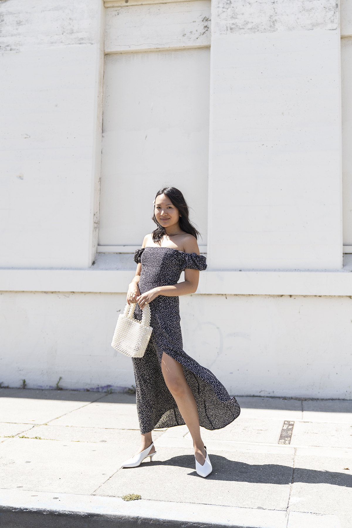 & Other Stories Puff Sleeve Midi Slit Dress