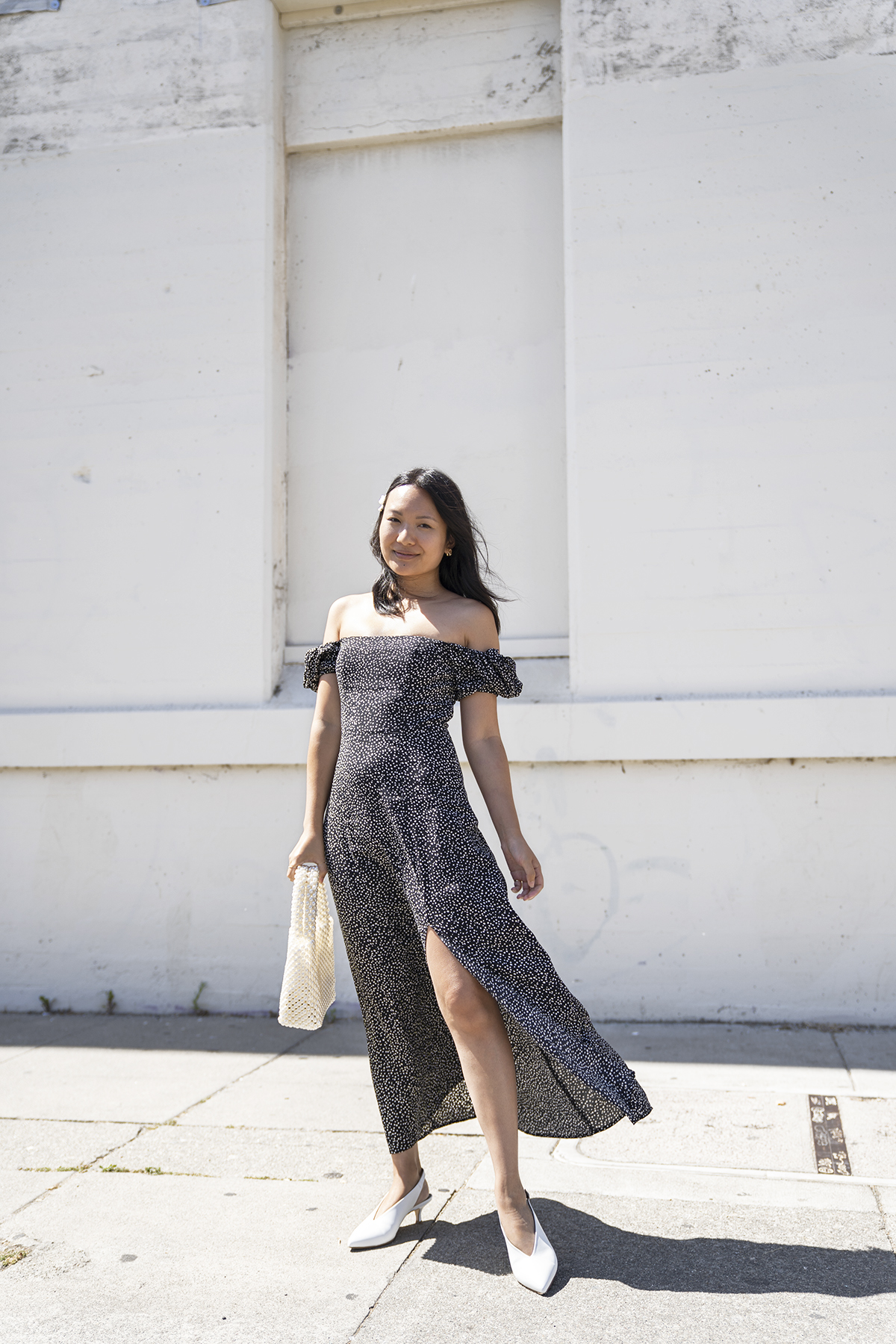 & Other Stories Puff Sleeve Midi Slit Dress