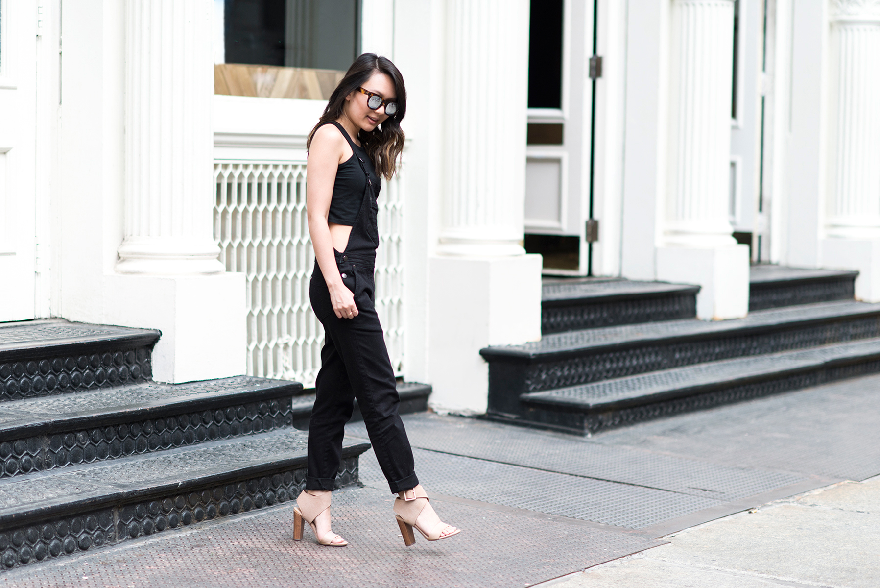 overalls and crop top