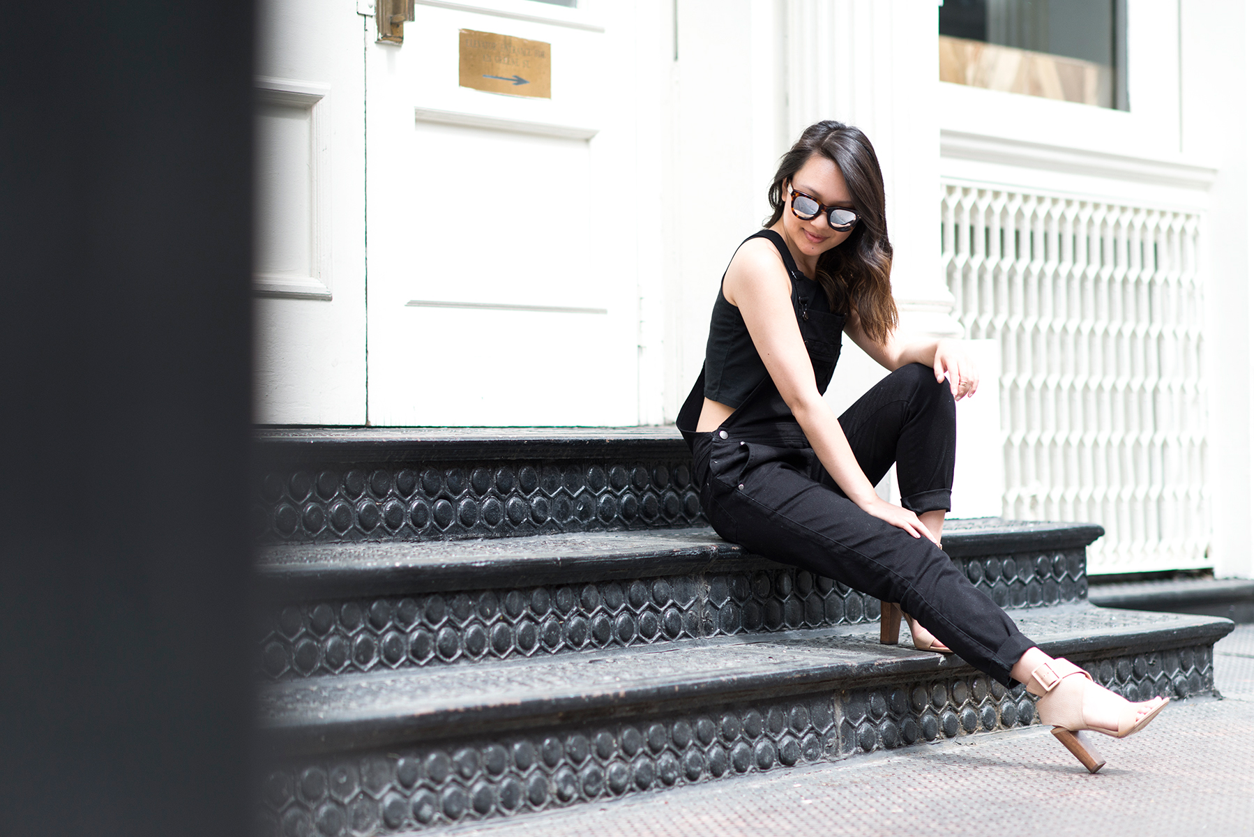 overalls and crop top