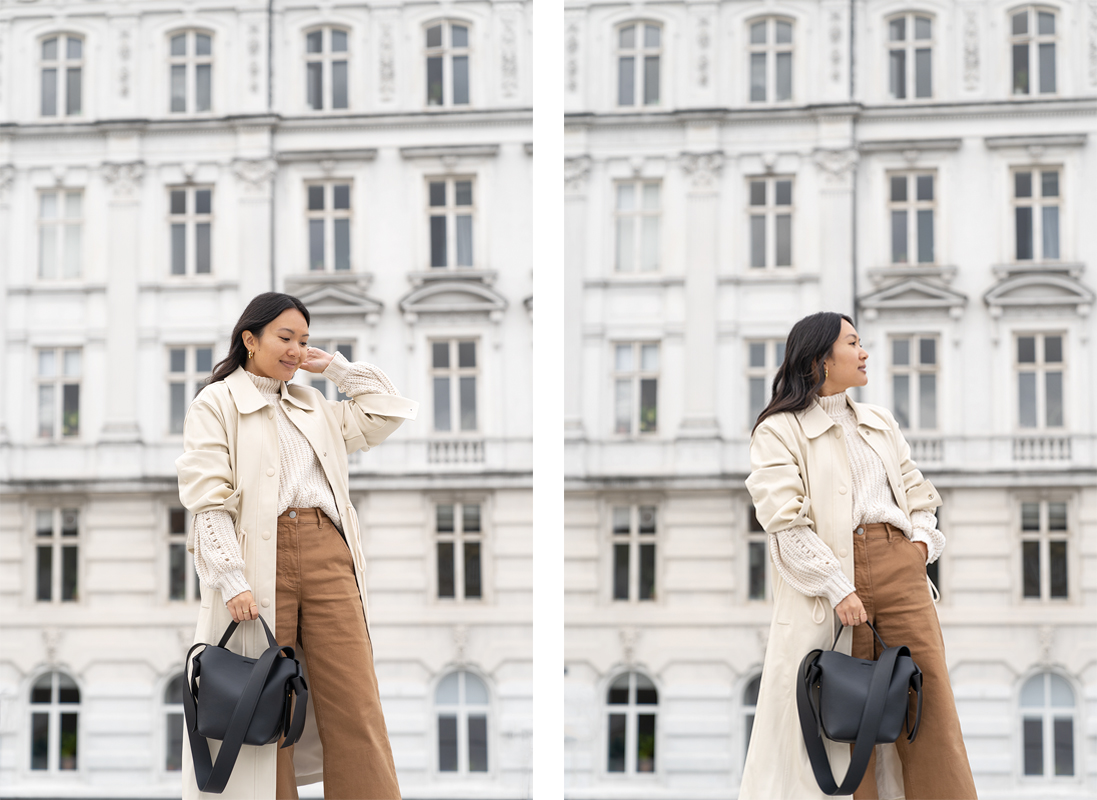 Leather trench coat