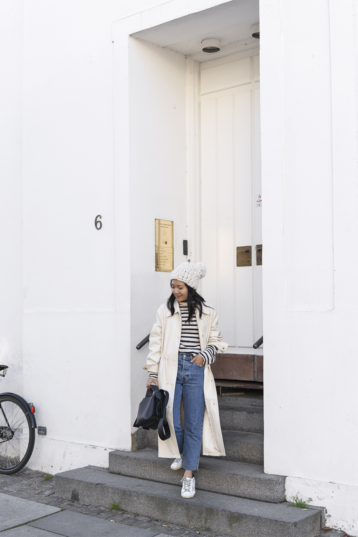 Leather trench coat