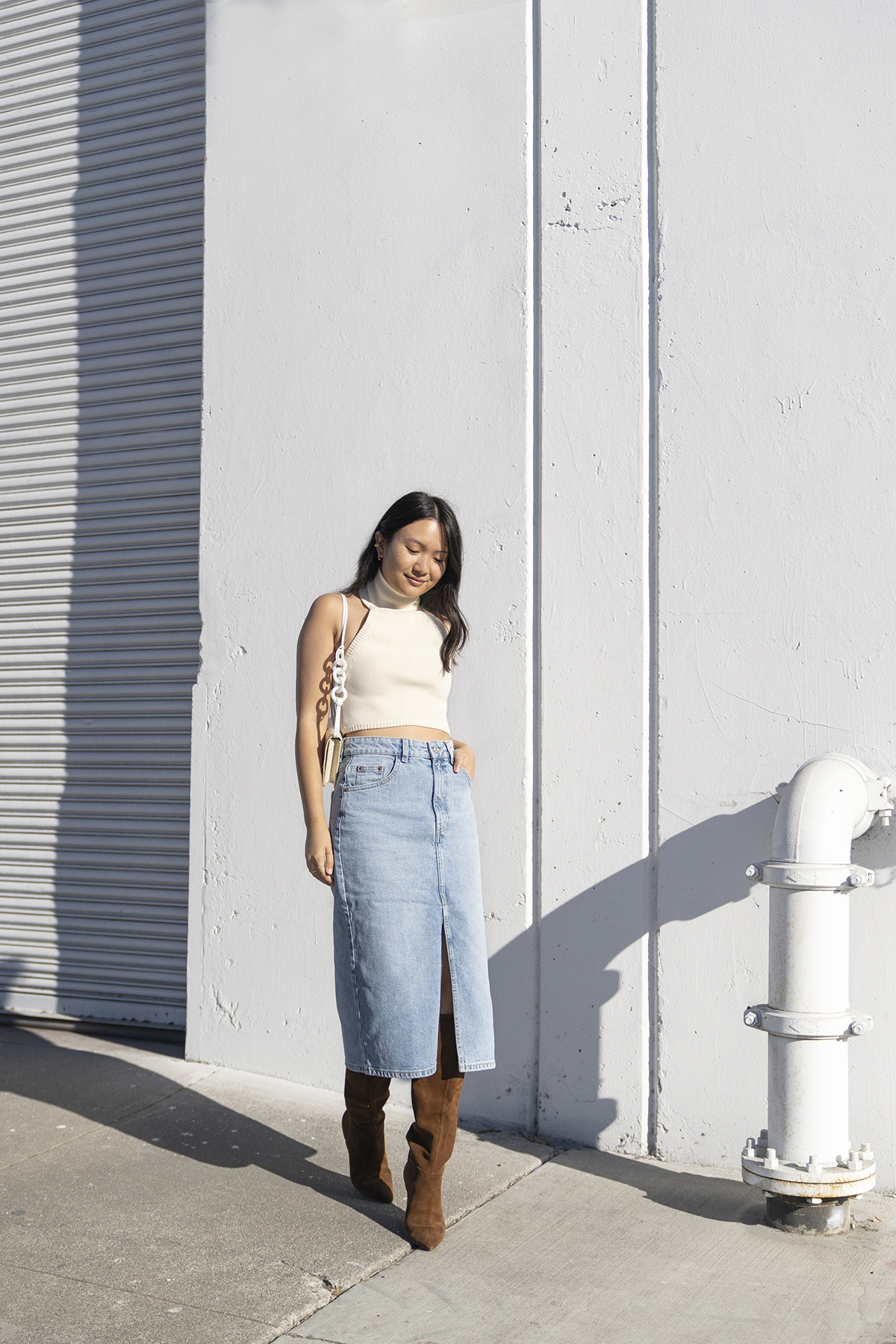 Zara Denim Midi Skirt