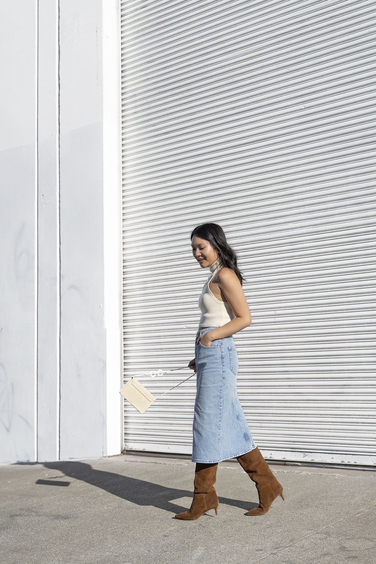 Zara Denim Midi Skirt