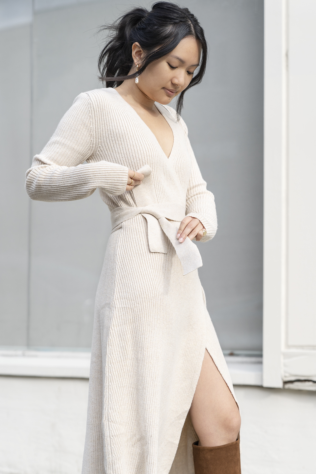 Knit wrap dress