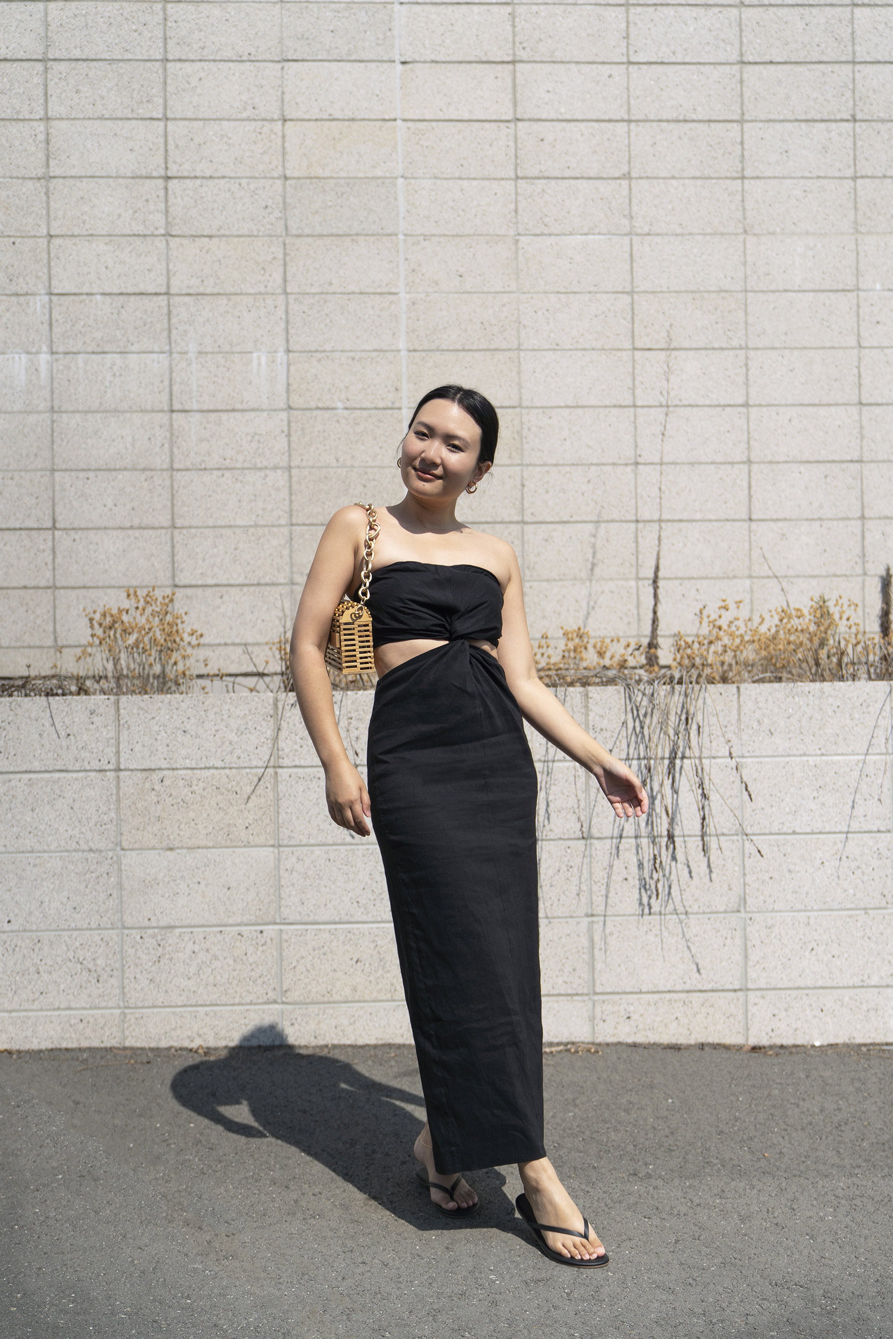 Zara cut out linen blend dress