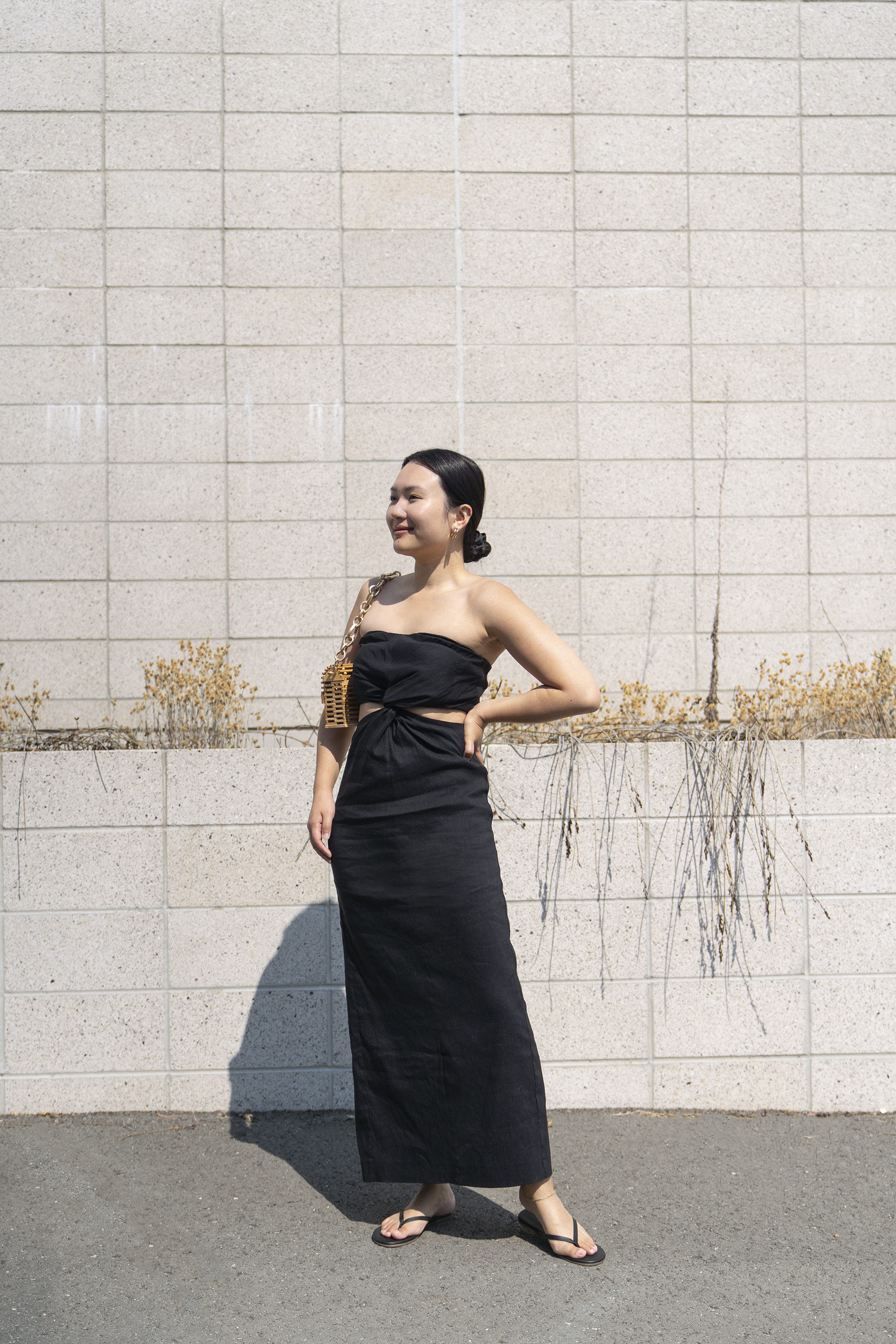 Zara cut out linen blend dress